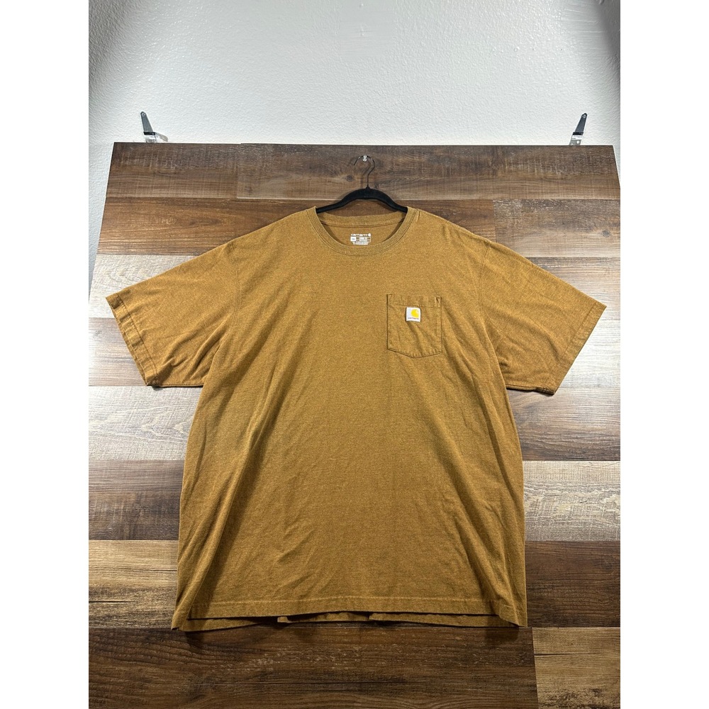 Carhartt Mens 3XL Loose Fit Pocket T-Shirt Heathered Brown Workwear Tee